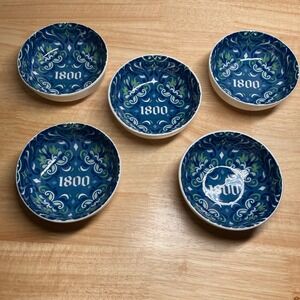 1800 Tequila Salsa Bowls Set of 5 Blue and White Pre-Owned